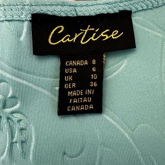 Cartise Cap Sleeve Textured Embossed Floral Sheath Dress Teal Size 6 - Picture 4 of 4